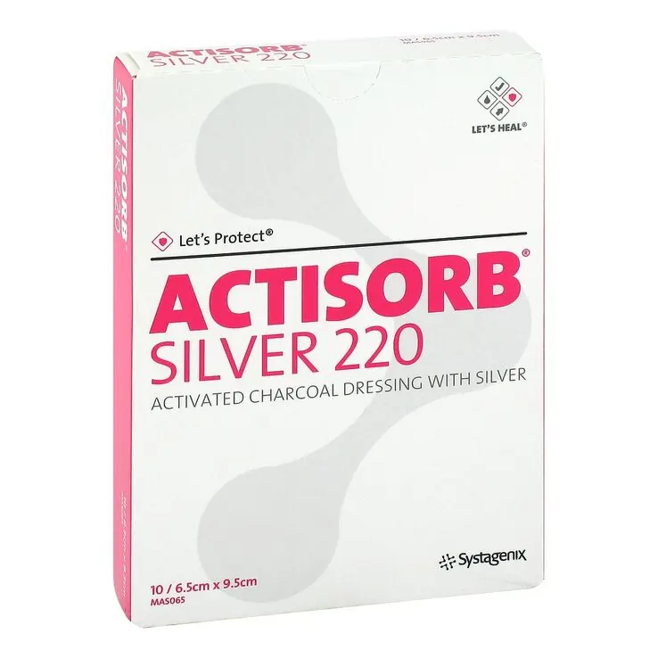Actisorb 220 Silver 6,5x9,5 cm steril Kompressen, 10 St