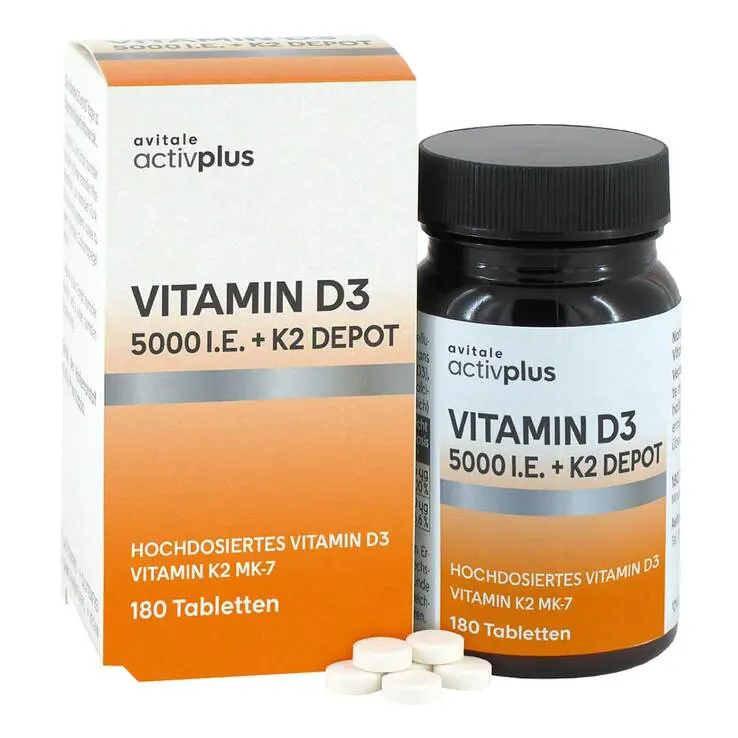 Activplus Vitamin D3 5000 I.E. + K2 Depot Tabletten, 180 St