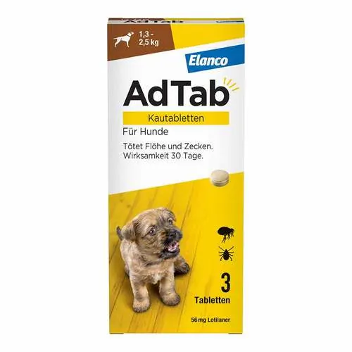 Adtab 56 mg Kautabletten für Hunde 1,3-2,5 kg, 3 St