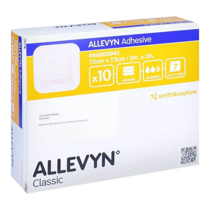 Allevyn Adhesive 7,5x7,5 cm haftende Wundauflage , 10 St