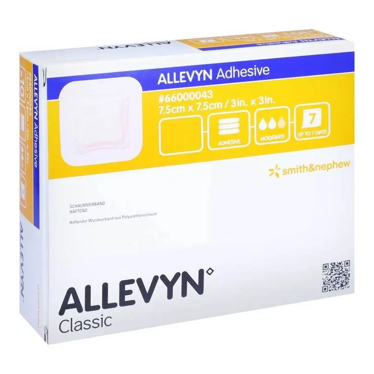 Allevyn Adhesive 7,5x7,5 cm haftende Wundauflage, 3 St