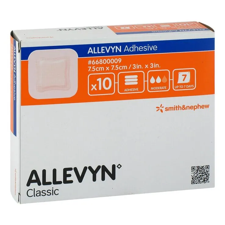 Allevyn Adhesive 7,5x7,5 cm hydrozell.Verband, 10 St