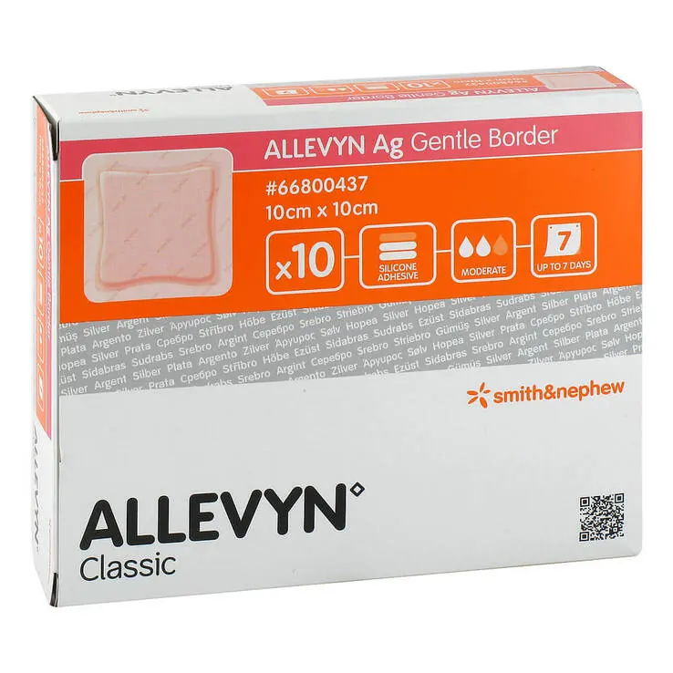 Allevyn Ag Gentle Border 10x10 cm Wundverband, 10 St