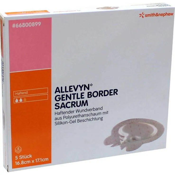 Allevyn Gentle Border 16,8x17,1 cm Sacrum Verband, 5 St