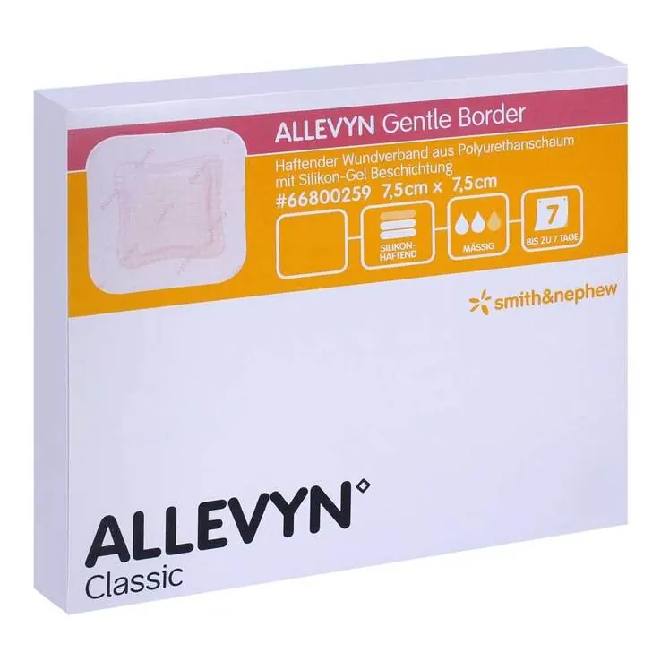Allevyn Gentle Border 7,5x7,5 cm Schaumverband , 5 St