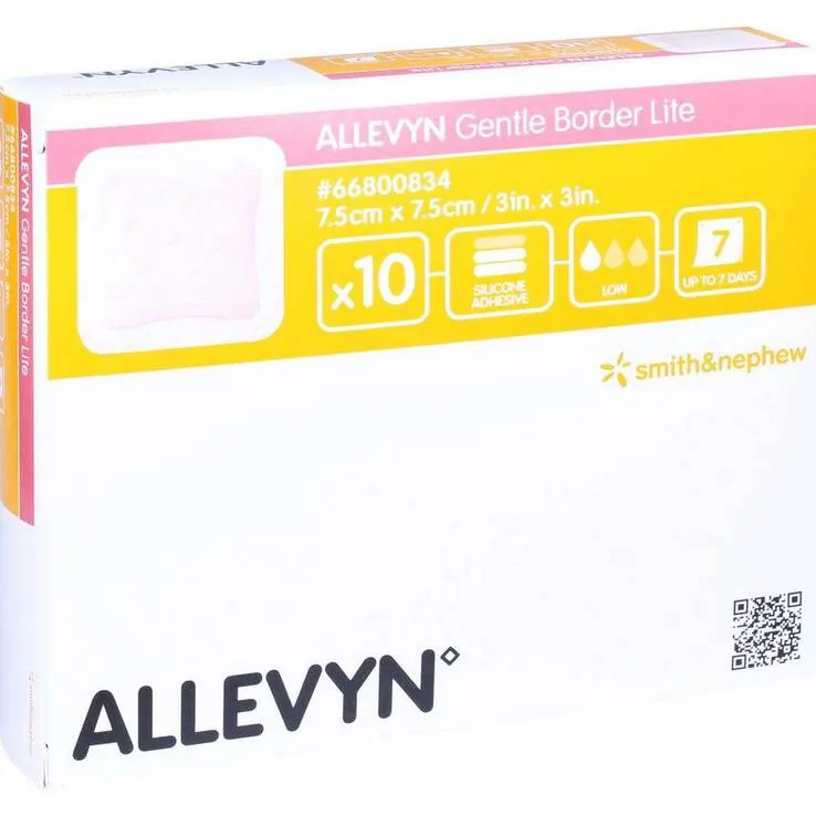 Allevyn Gentle Border Lite 7,5x7,5 cm Schaumverband, 10 St