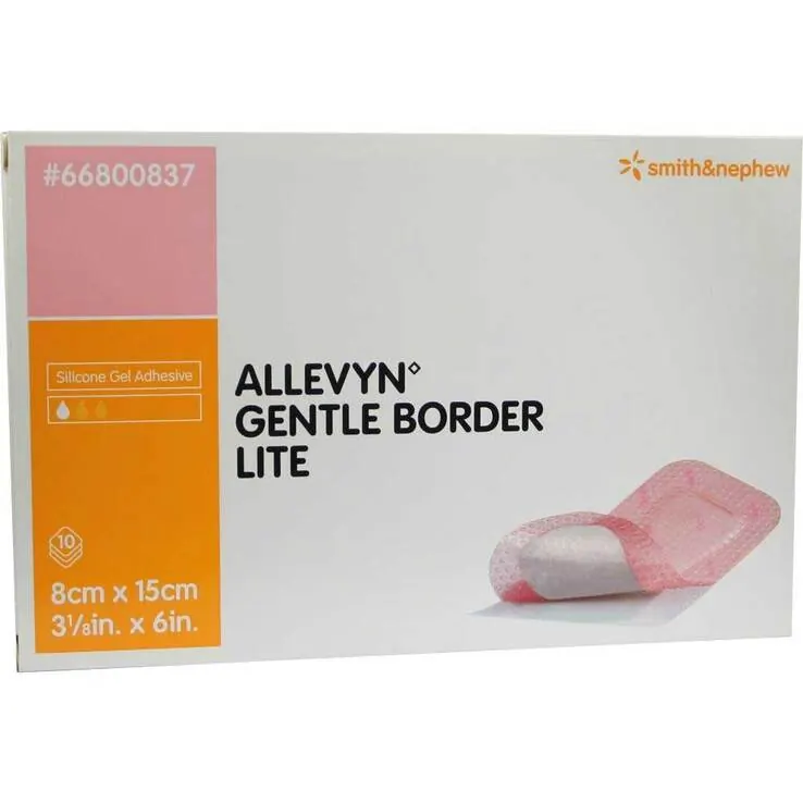 Allevyn Gentle Border Lite 8x15 cm Schaumverband, 10 St