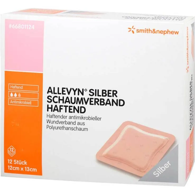 Allevyn Silber Schaumverband 12x13 cm haftend, 12 St