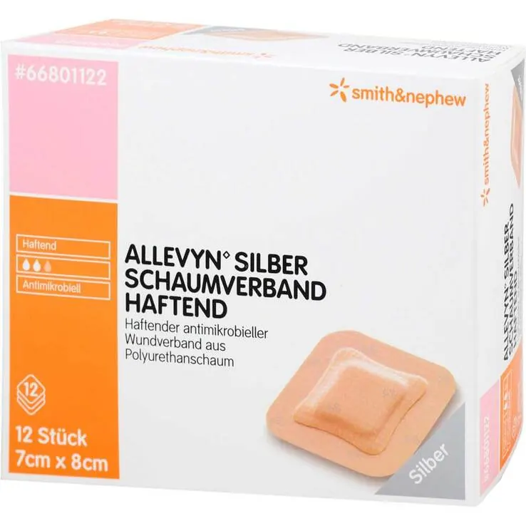 Allevyn Silber Schaumverband 7x8 cm haftend, 12 St