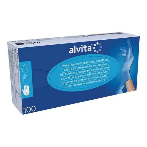 Alvita Nitril Untersuchungshandschuhe unsteril puderfrei L, 100 St