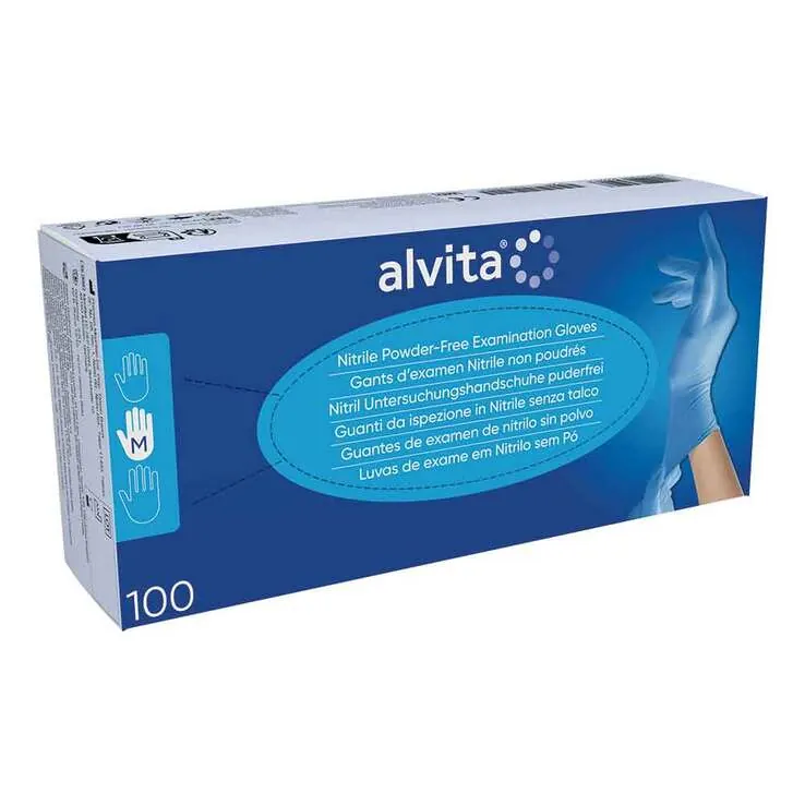 Alvita Nitril Untersuchungshandschuhe unsteril puderfrei M, 100 St