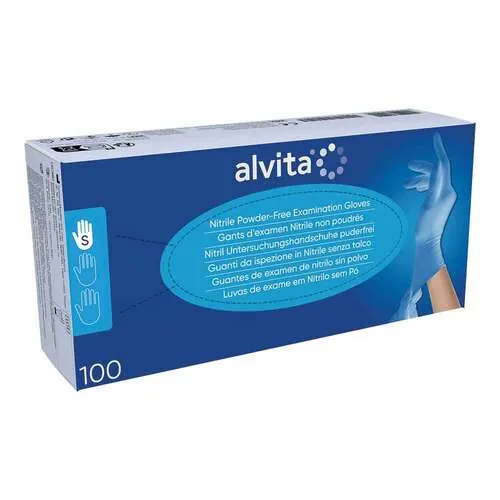 Alvita Nitril Untersuchungshandschuhe unsteril puderfrei S, 100 St