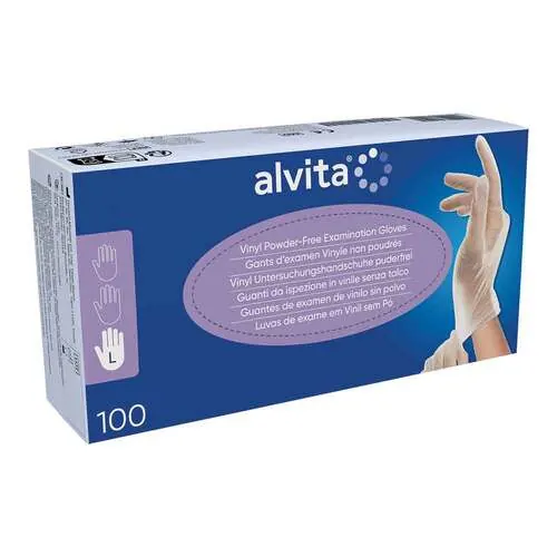 Alvita Vinyl Untersuchungshandschuhe unsteril puderfrei L, 100 St