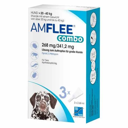 Amflee combo 268 / 241,2mg Lösung z.Auf.für Hunde 20-40kg, 3 St