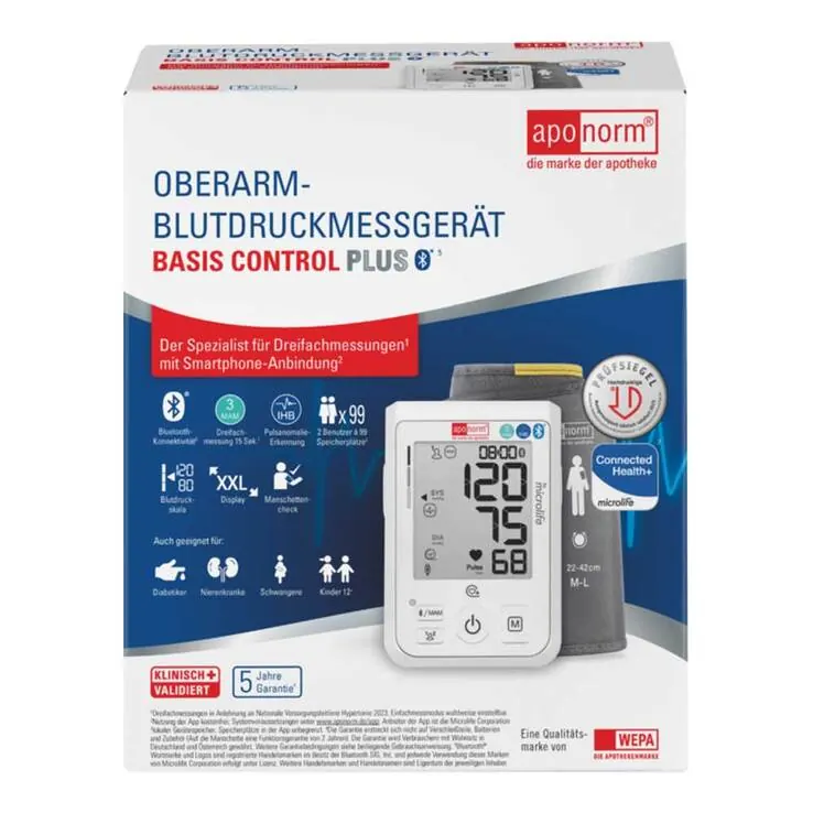 aponorm® Basis Control PLUS BT Oberarm-Blutdruckmessgerät, 1 St