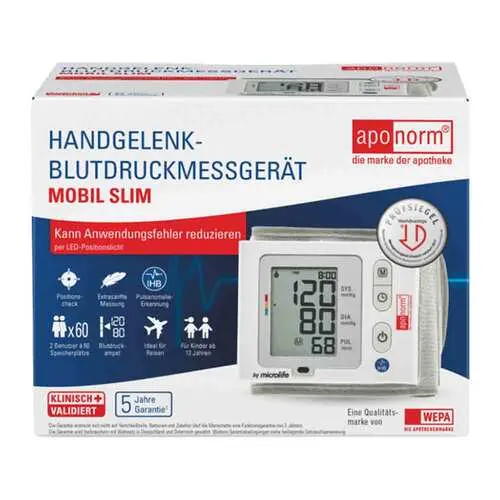 Aponorm Blutdruckmessgerät Mobil Slim Handgelenk, 1 St