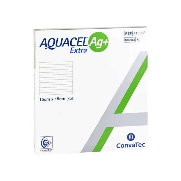Aquacel Ag + Extra 15x15 cm Kompressen, 5 St