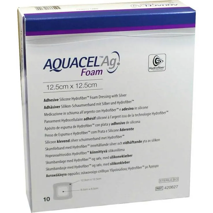 Aquacel Ag Foam adhäsiv 12,5x12,5cm Verband, 10 St