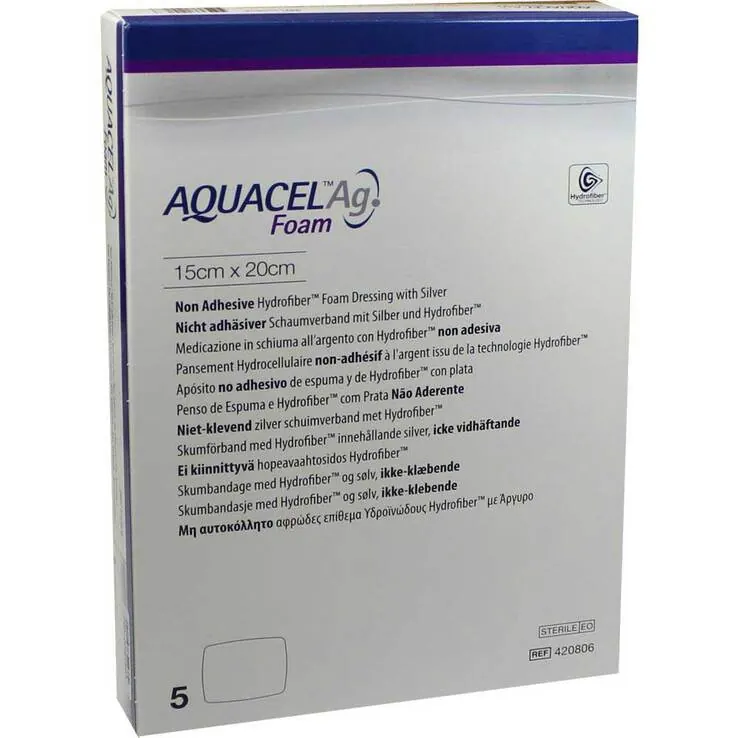 Aquacel Ag Foam nicht adhäsiv 15x20cm Verband, 5 St