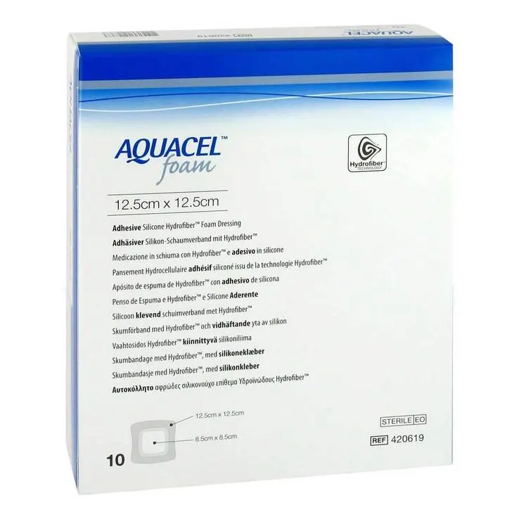 Aquacel Foam adhäsiv 12,5x12,5 cm Verband, 10 St