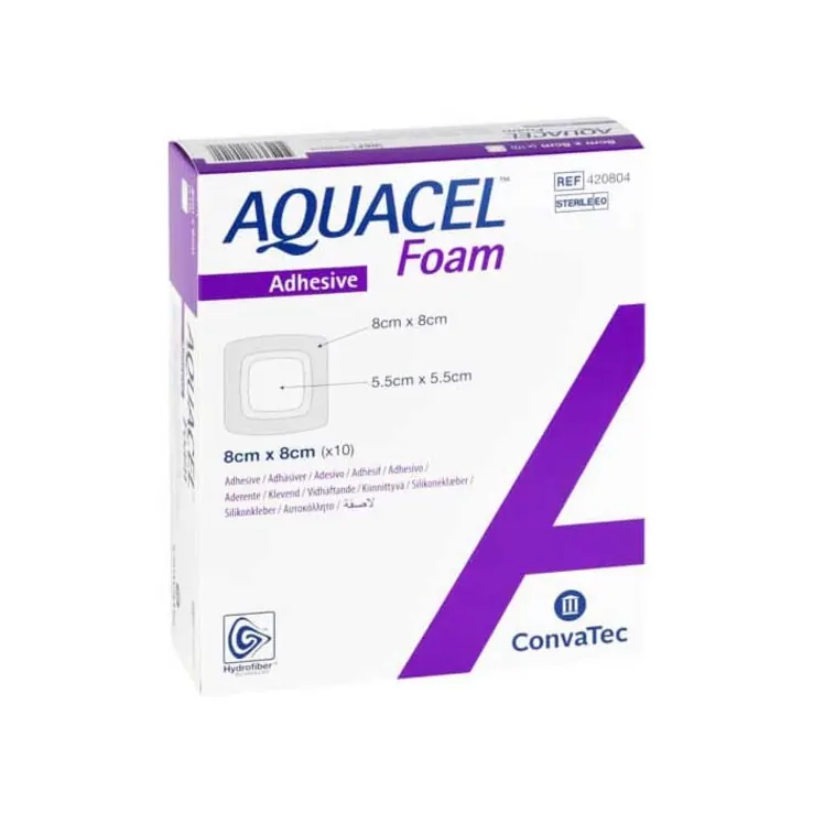 Aquacel Foam adhäsiv 8x8 cm Verband, 10 St