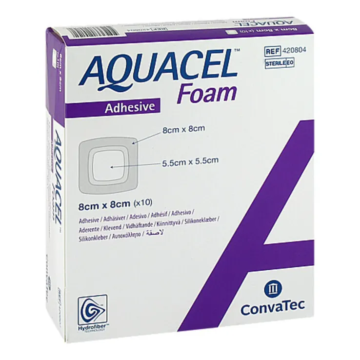 Aquacel Foam adhäsiv 8x8cm Verband, 10 St