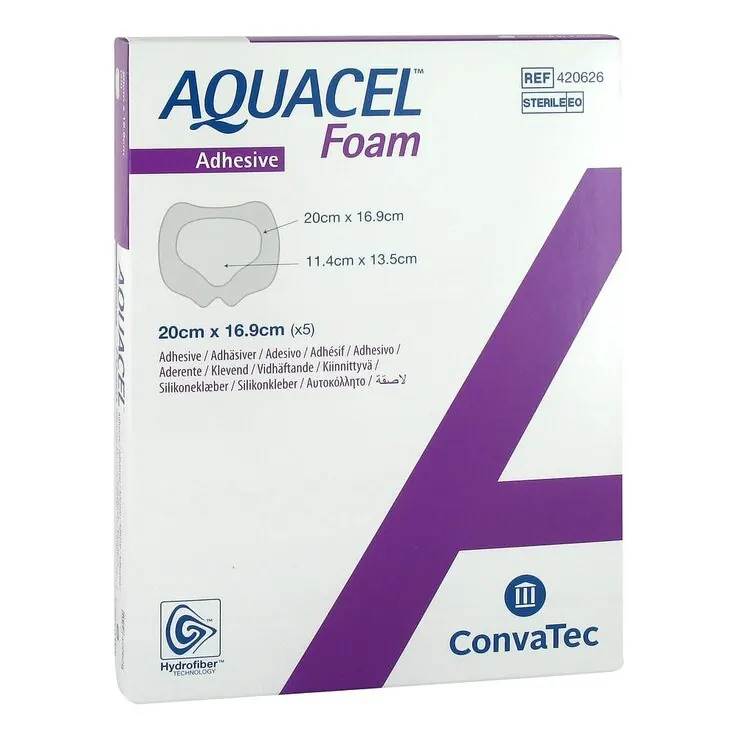 Aquacel Foam adhäsiv Sakral 16,9x20 cm Verband, 5 St