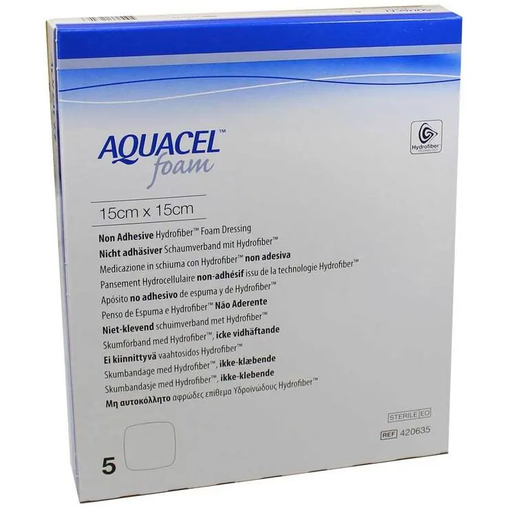 Aquacel Foam nicht adhäsiv 15x15 cm Verband, 5 St