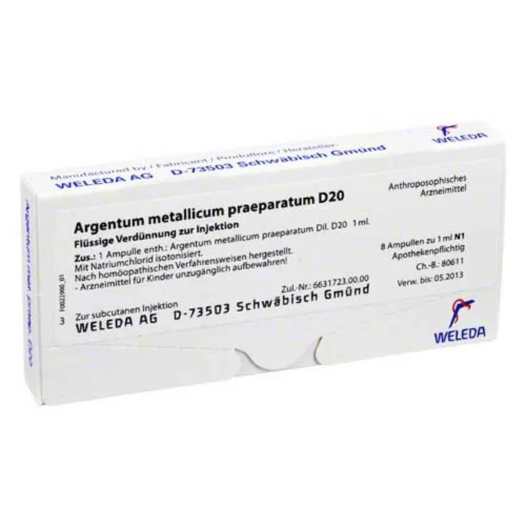 Argentum metallicum Präparat D 20 Ampullen, 8 St