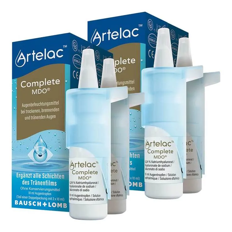 Artelac Complete MDO Augentropfen bei trockenen / tränenden Augen, 2x2x10 ml