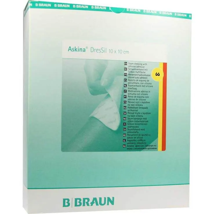 Askina Dressil Silikon Schaumst.Verband 10x10cm, 10 St