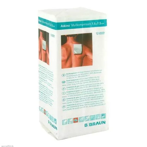 Askina Mullkompressen 7,5x7,5 cm unsteril 12fach, 100 St