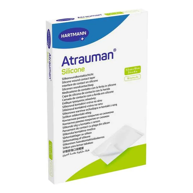 Atrauman Silicone steril 7,5x10 cm Kompressen, 10 St