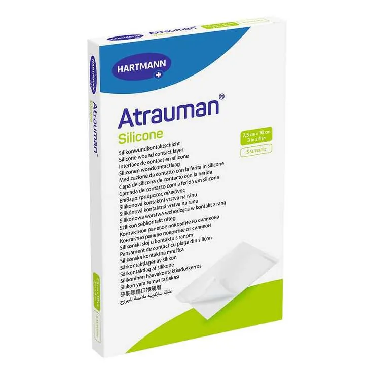 Atrauman Silicone steril 7,5x10 cm Kompressen, 5 St