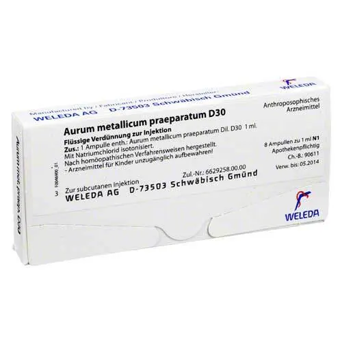 AURUM METALLICUM PRAEPARATUM D 30 Ampullen, 8 St