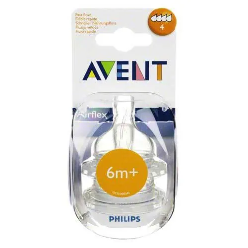 Avent Sauger Airflex 4-Loch 2x schnell.Nahr., 2 St
