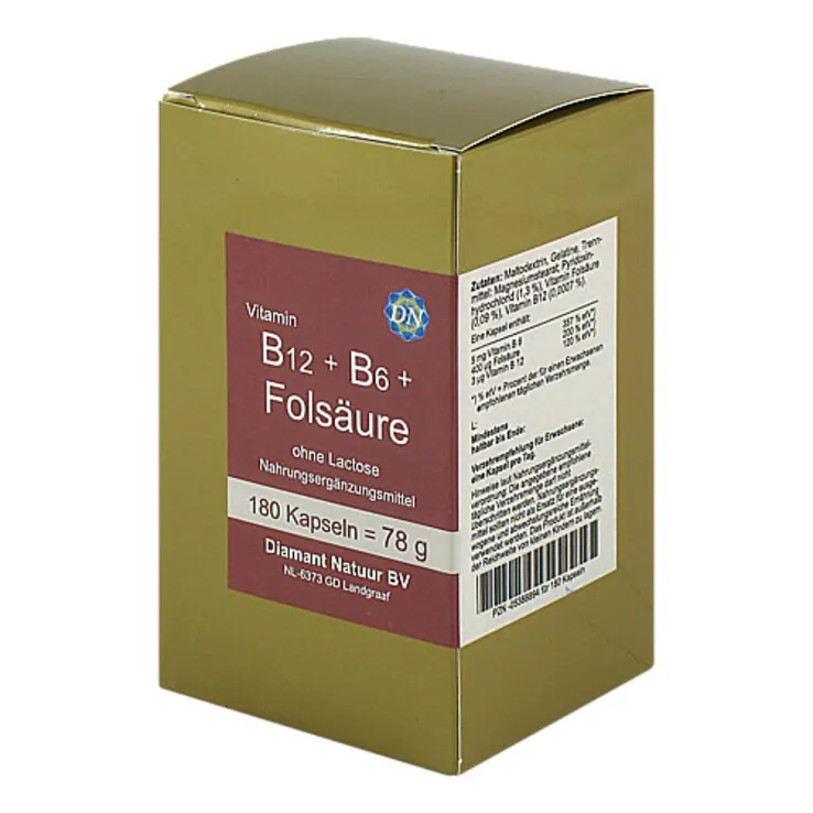 B12 + B6 + Folsäure ohne Lactose Kapseln, 180 St