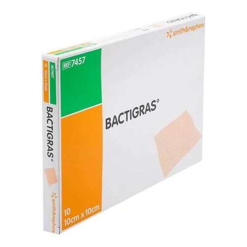 BACTIGRAS antiseptische Paraffingaze 10x10 cm, 10 St