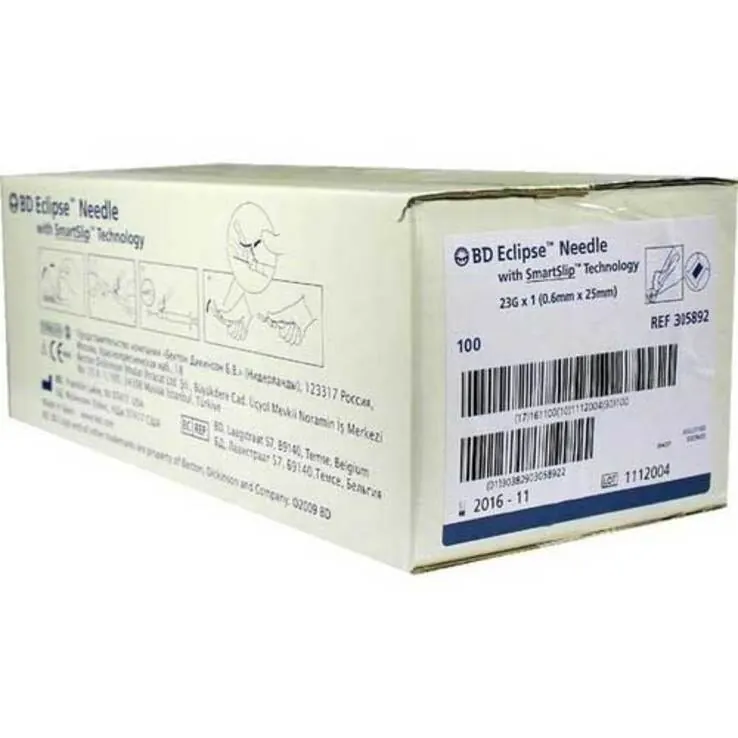BD Eclipse Sicherheitsinjektion Kanüle 23G 1, 100 St
