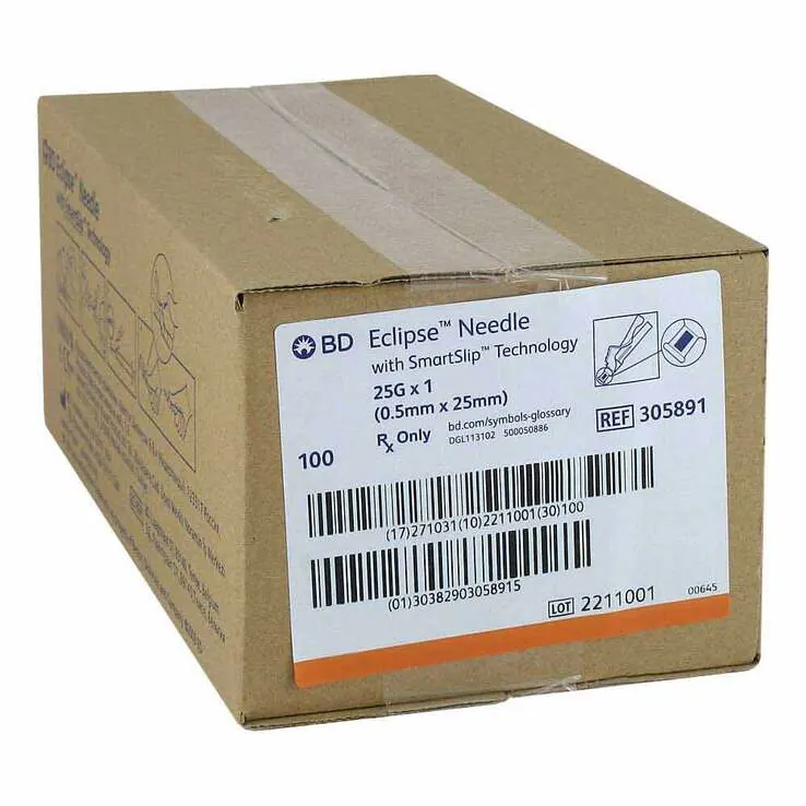 BD Eclipse Sicherheitsinjektion Kanüle 25G 1, 100 St