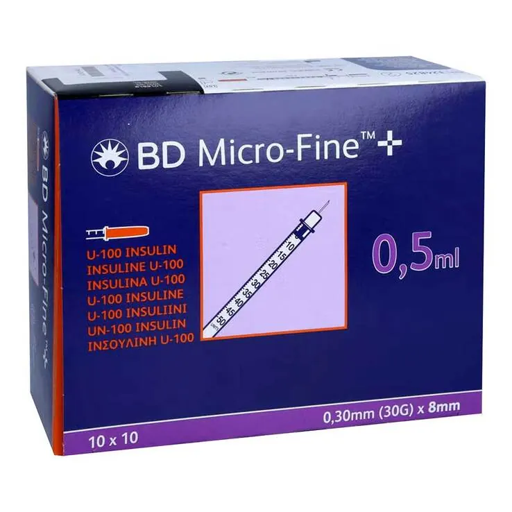 BD Micro-Fine + Insulinspritzen 0,5 ml U100 0,3x8 mm, 100 St