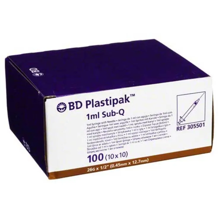 BD Plastipak Spr.Sub-Q 26G1 / 2 einges.Ka., 100X1 ml