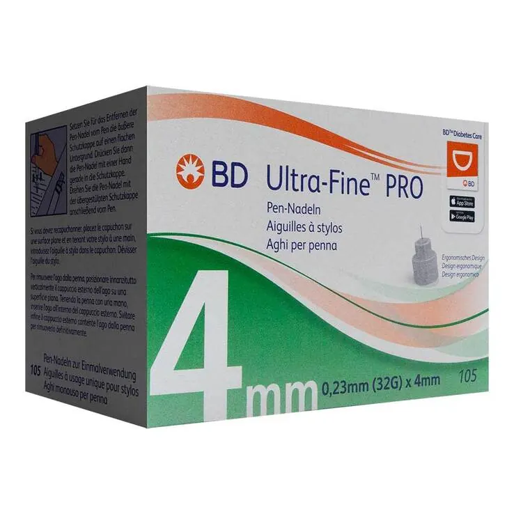 BD ULTRA-FINE PRO Pen-Nadeln 4 mm 32 G 0,23 mm, 105 St