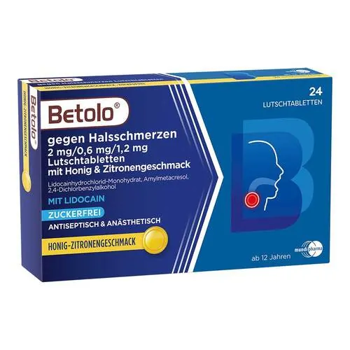 Betolo gegen Halsschm.2 / 0.6/1,2 mg Lut.-Tab.Hon-Zi, 24 St