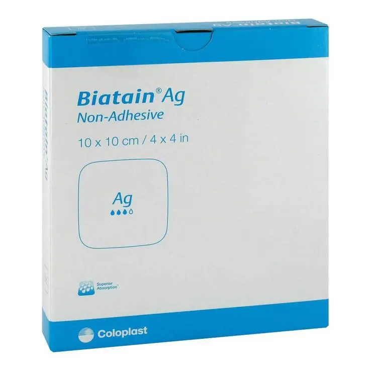 Biatain Ag Schaumverband 10x10cm nicht haftend, 5 St