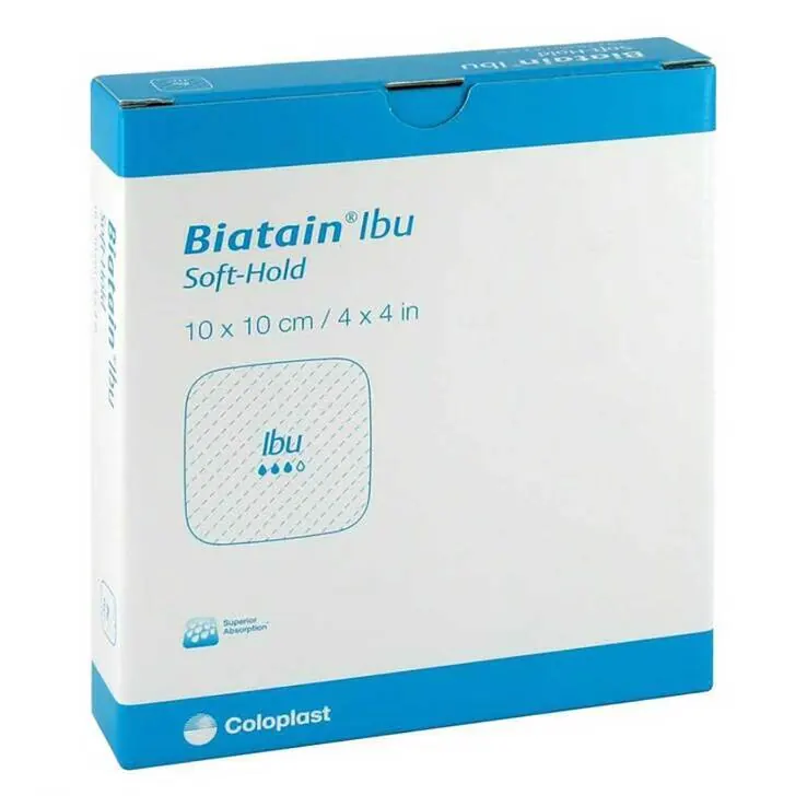 Biatain Ibu Schaumverband 10x10 cm sanft haftend, 5 St