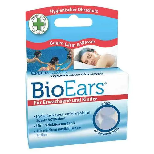 Bioears Silikon Ohrstöpsel antimikrobielle, 6 St