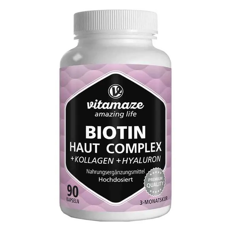 Biotin Haut Komplex hochdosiert + Kollagen Kapseln, 90 St