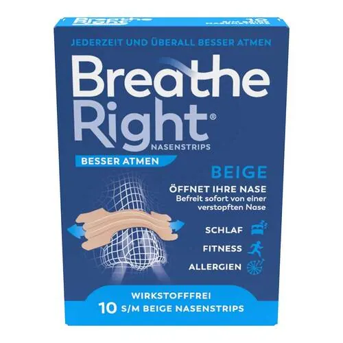 Breathe Right Besser Atmen Nasenpflaster normal beige, 10 St