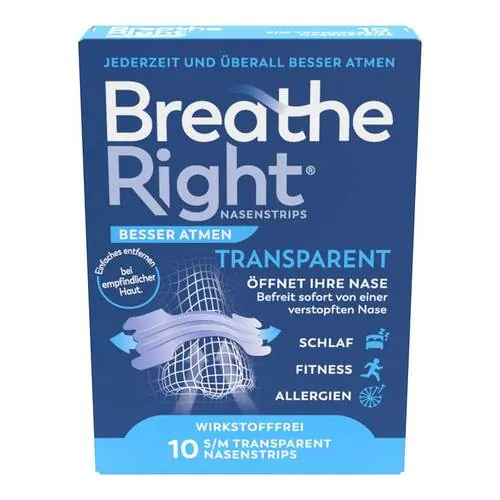 Breathe Right Besser Atmen Nasenpflaster normal transparent , 10 St
